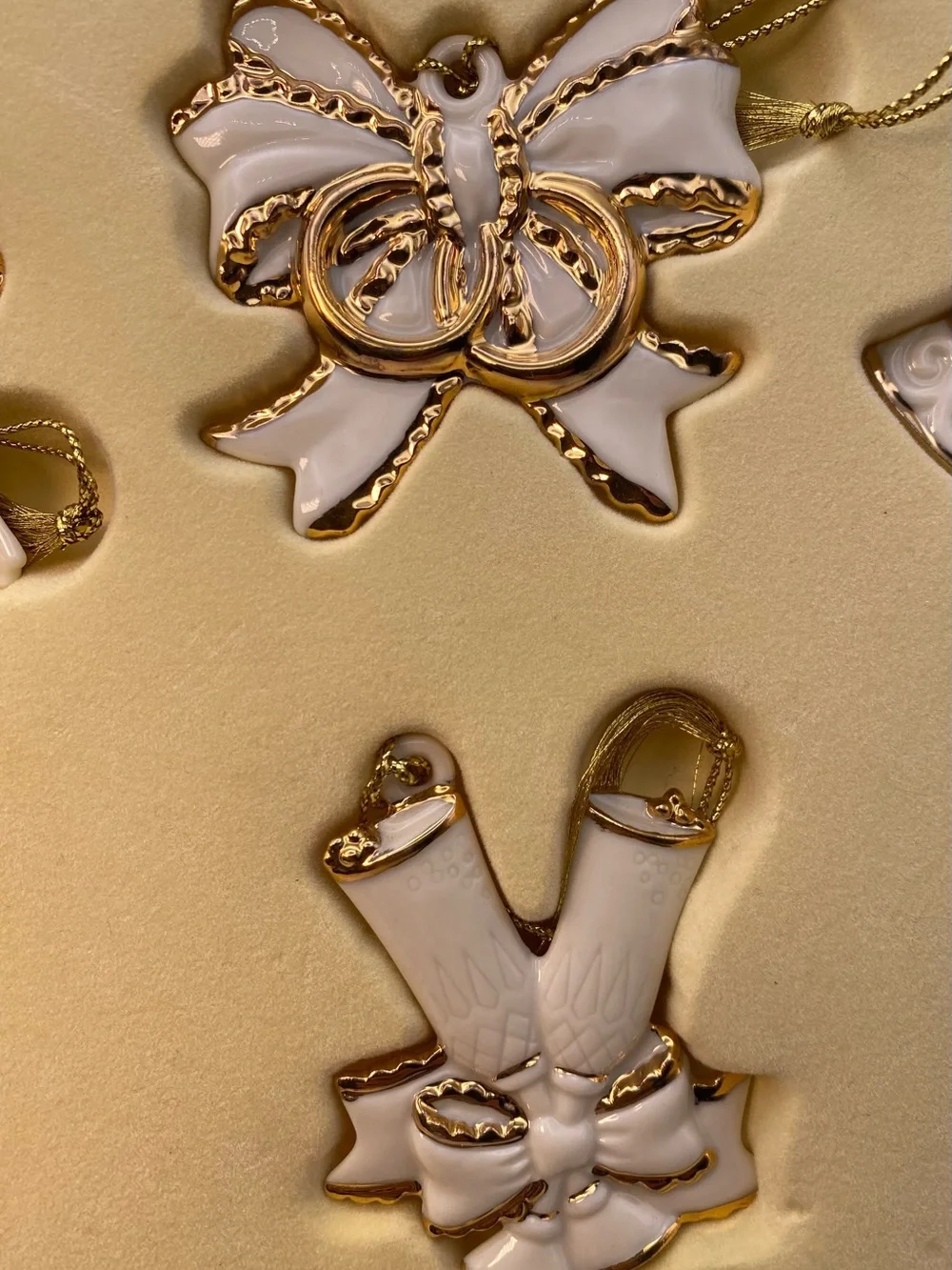 Lenox White and Gold Wedding Ornament Set of 11 Porcelain Décor